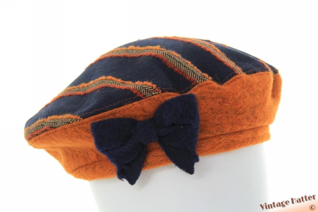 Alpino baret Fiebig oranjebruin en donkerblauw 54-58 nieuw, Hoed, Nieuw, Fiebig, One size fits all