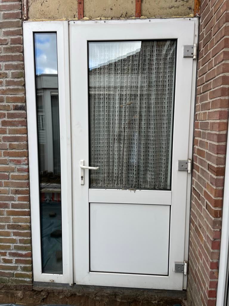 Kunststof kozijn met dubbel glas - 132x215cm, Kunststof, Gebruikt, Deurkozijn, Inclusief glas