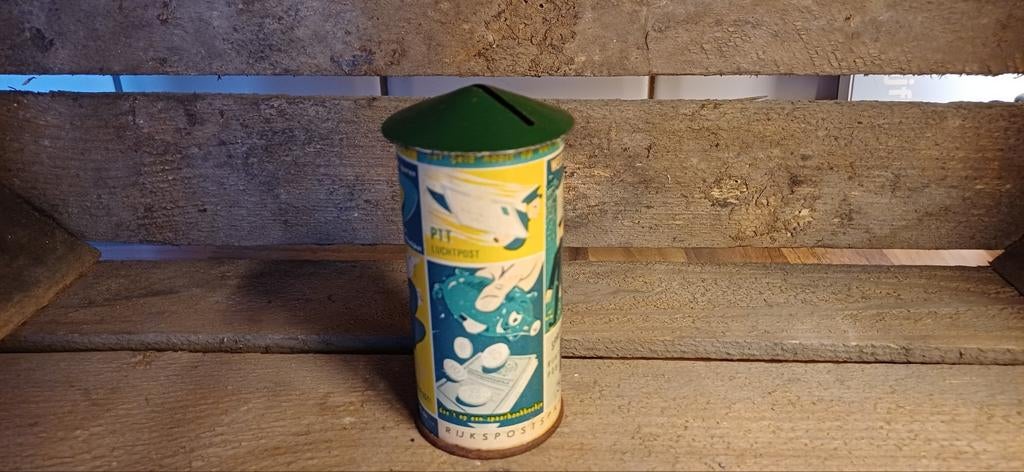Vintage Rijkspostspaarbank spaarpot, Verzamelen, Spaarpotten, Ophalen of Verzenden, Gebruikt, Metaal of Blik, Object of Gebouw