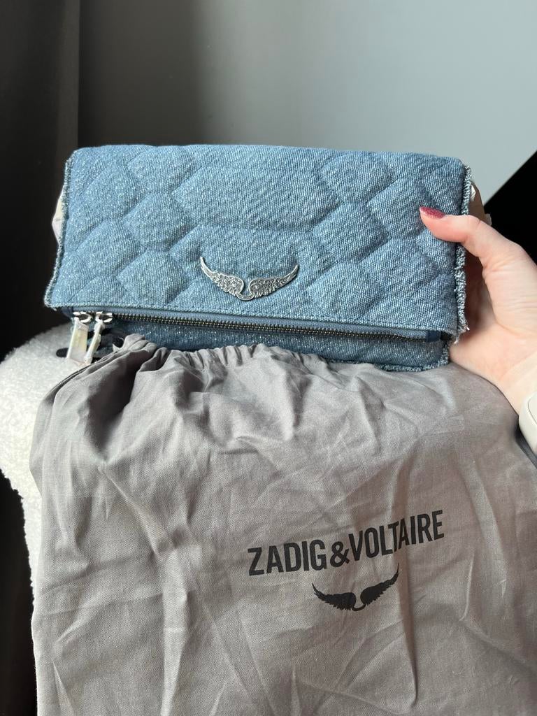 Zadig & Voltaire tas spijkerstof met glitterdraad, Ophalen of Verzenden, Nieuw, Blauw, Schoudertasje