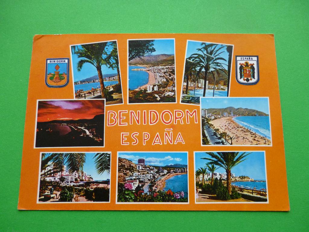 ansichtkaart Benidorm meerluik Spanje, Ophalen of Verzenden, 1960 tot 1980, Gelopen, Spanje