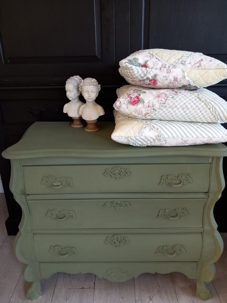 Buikkast in landelijke stijl - Olijfgroen, Huis en Inrichting, Kasten | Ladekasten, Ophalen, Gebruikt, 50 tot 100 cm, 3 of 4 laden