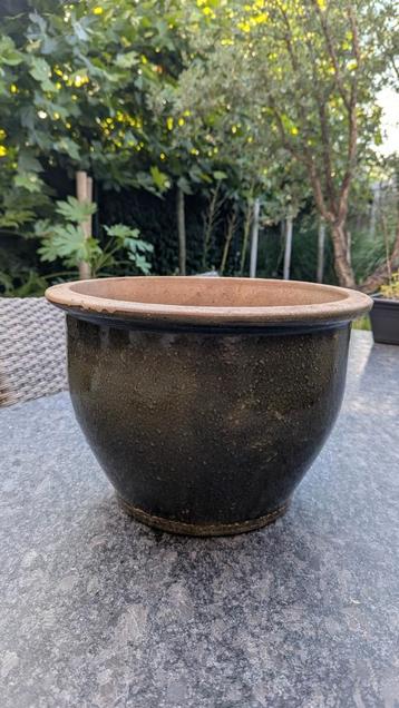 Plantenpot bloempot buitenpot olijfgroen geglazuurd beschikbaar voor biedingen