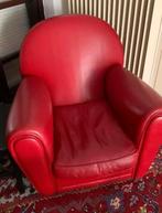 Fauteuil rood art deco stijl, Ophalen, Gebruikt, 50 tot 75 cm, Leer