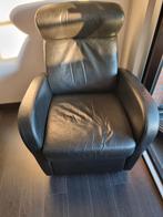 Black leather arm chair | Zwart leren fauteuil, Huis en Inrichting, Fauteuils, Ophalen, Gebruikt, Leer