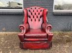 Engelse Chesterfield oorfauteuil Oxblood rood, Huis en Inrichting, Ophalen of Verzenden, Zo goed als nieuw, 75 tot 100 cm