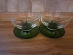 2 Vintage Glazen met Groene Voet, Ophalen, Glas of Glazen, Gebruikt, Glas