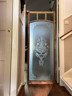 Fraaie geetste glasplaat met bloemen, ca 1910, Antiek en Kunst, Ophalen