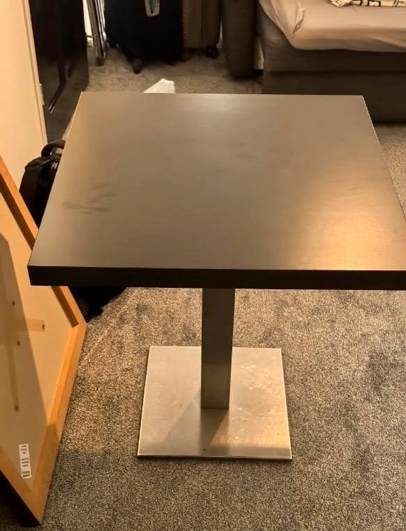 Bistro Eettafel - Grijs HPL, RVS Poot, Huis en Inrichting, Tafels | Eettafels, Zo goed als nieuw, 50 tot 100 cm, tot twee personen