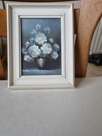 Olieverf Schilderij Witte Rozen - 15x20cm, Ophalen of Verzenden