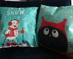 Set 2 kerstprint kussenhoezen sneeuwpop zwarte kat Nieuw, Ophalen of Verzenden, Nieuw