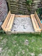 Houten zandbak met bankjes, Kinderen en Baby's, Speelgoed | Buiten | Zandbakken, Ophalen, Gebruikt