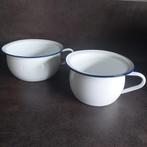 2x Emaille Po met Blauwe Rand - Vintage, Ophalen of Verzenden