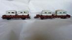 HO 2 platte Roco wagons beladen met caravans, Gebruikt, Verzenden, Gelijkstroom of Wisselstroom, Wagon