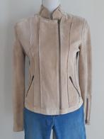 Casual beige biker-jack van zacht suèdeleer, Verzenden, Beige, Zo goed als nieuw, Jasje