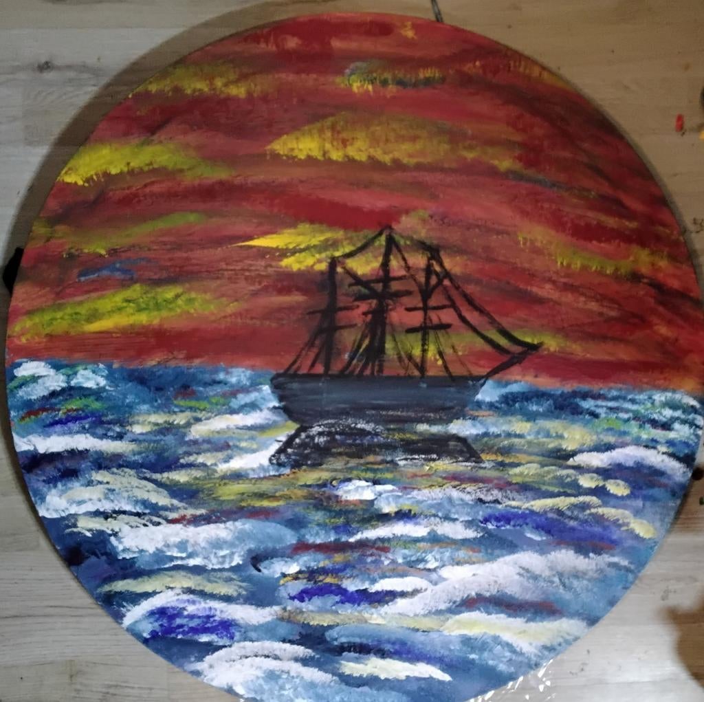 ronde grote canvas schilderijen, Huis en Inrichting, Woonaccessoires | Schilderijen, Tekeningen en Foto's, Ophalen, 75 tot 100 cm