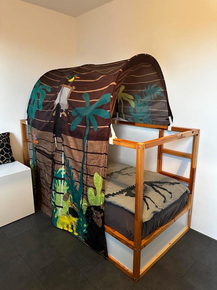 Ikea Kura Bed met Jungle Tent, Kinderen en Baby's, Kinderkamer | Bedden, Gebruikt, 180 cm of meer, 70 tot 85 cm, Hoogslaper of Stapelbed