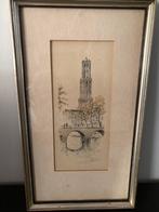 Domtoren Utrecht ingekleurde Ets genummerd, Antiek en Kunst, Ophalen of Verzenden