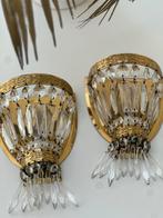 Wandlampen Kristal en Koper Italiaans Jaren '60, Huis en Inrichting, Lampen | Wandlampen, Ophalen of Verzenden, Gebruikt, Glas