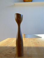Vintage Deense teakhouten tulp kandelaar 22,5 cm hoog Zgan, Bruin, Ophalen of Verzenden, Zo goed als nieuw, Hout