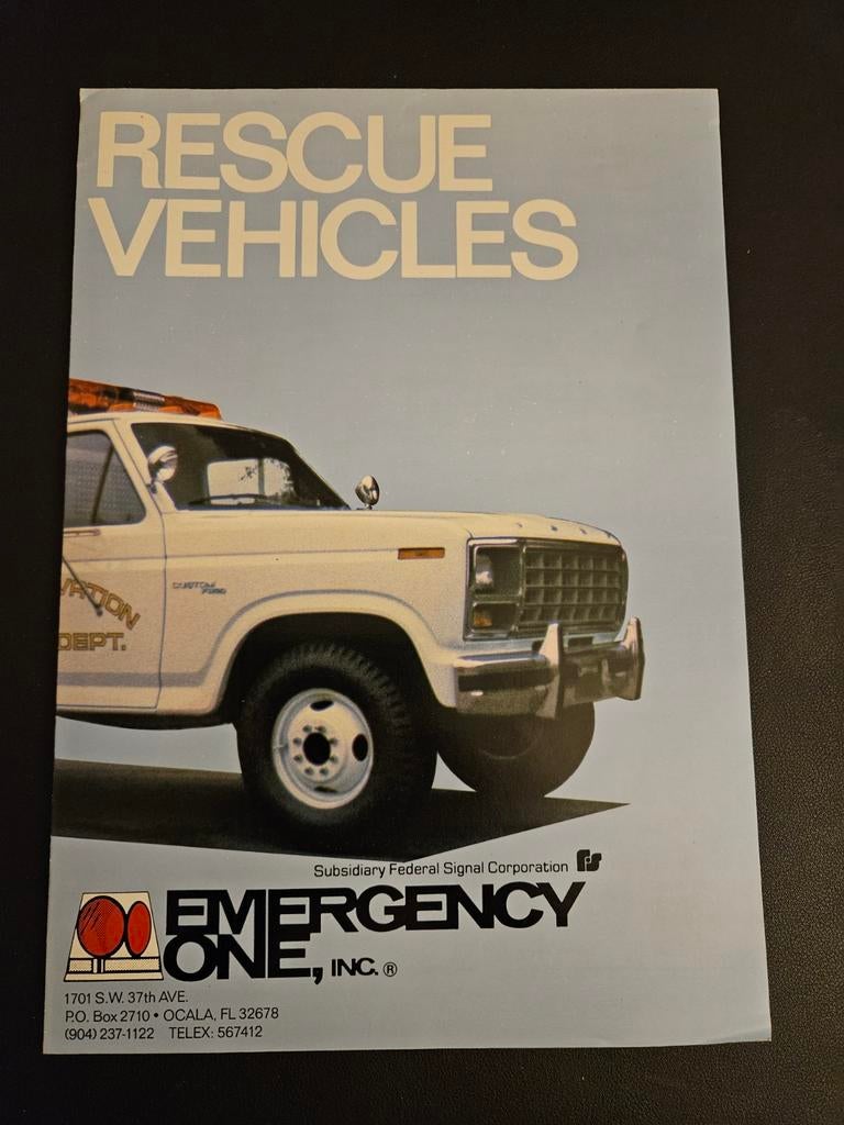 Brochure Emergemcy One Rescue Vehicles, Ophalen of Verzenden, Zo goed als nieuw, Overige merken