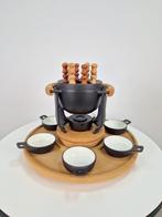 Vintage fonduepan set Nissen gietijzer hout Zweden '60 NOS, Witgoed en Apparatuur, Fonduesets, N, N, Brander, Fondueset