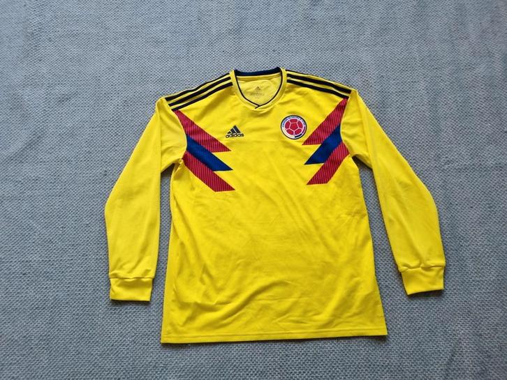 Colombia Voetbalshirt Adidas Lange Mouw - L-Maat M, Kleding | Heren, T-shirts, Zo goed als nieuw, Maat 48/50 (M), Geel, Ophalen of Verzenden