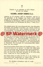 Derks Karel 1875 Nijmegen 1962 priester - 20429, Verzamelen, Bidprentjes en Rouwkaarten, Bidprentje, Ophalen of Verzenden