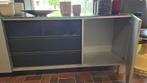 Modern dressoir met glazen blad | 226 cm breed | Grijs, Ophalen, Zo goed als nieuw, 25 tot 50 cm, Glas