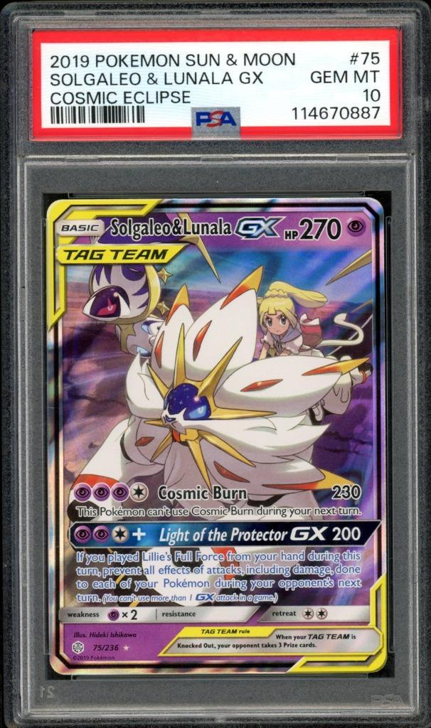 Solgaleo & Lunala GX PSA 10 - 075/236 - Cosmic Eclipse 2019, Hobby en Vrije tijd, Verzamelkaartspellen | Pokémon, Zo goed als nieuw