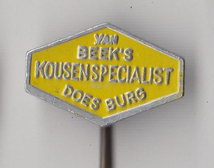 Doesburg Kousenspecialist van Beek speldje, Verzamelen, Speldjes, Pins en Buttons, Gebruikt, Speldje of Pin, Overige onderwerpen