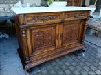 Antiek badkamermeubel wastafel baby commode marmer houtsnijw, Huis en Inrichting, Ophalen of Verzenden, Wit