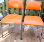 3 oranje stoelen uit jaren 60, Antiek en Kunst, Ophalen