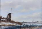 Johannes Eerdmans (1950-2023) - Winterlandschap met molen, Ophalen of Verzenden