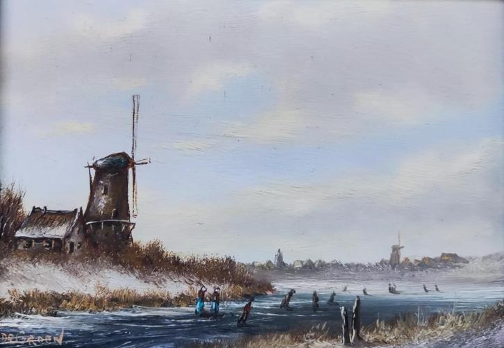 Johannes Eerdmans (1950-2023) - Winterlandschap met molen, Antiek en Kunst, Kunst | Schilderijen | Klassiek, Ophalen of Verzenden