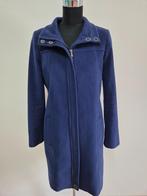 Jas95 - Blauwe wollen Maura Claudia Strater winterjas mt 38, Ophalen of Verzenden, Zo goed als nieuw, Maat 38/40 (M), Blauw