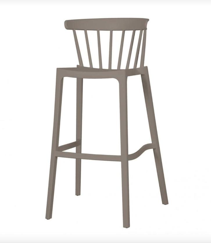 WOOOD Bliss barstoel kunststof taupe Set 2 | €149 p stuk nu, Huis en Inrichting, Barkrukken, Nieuw, 60 tot 90 cm, Kunststof, 1 kruk
