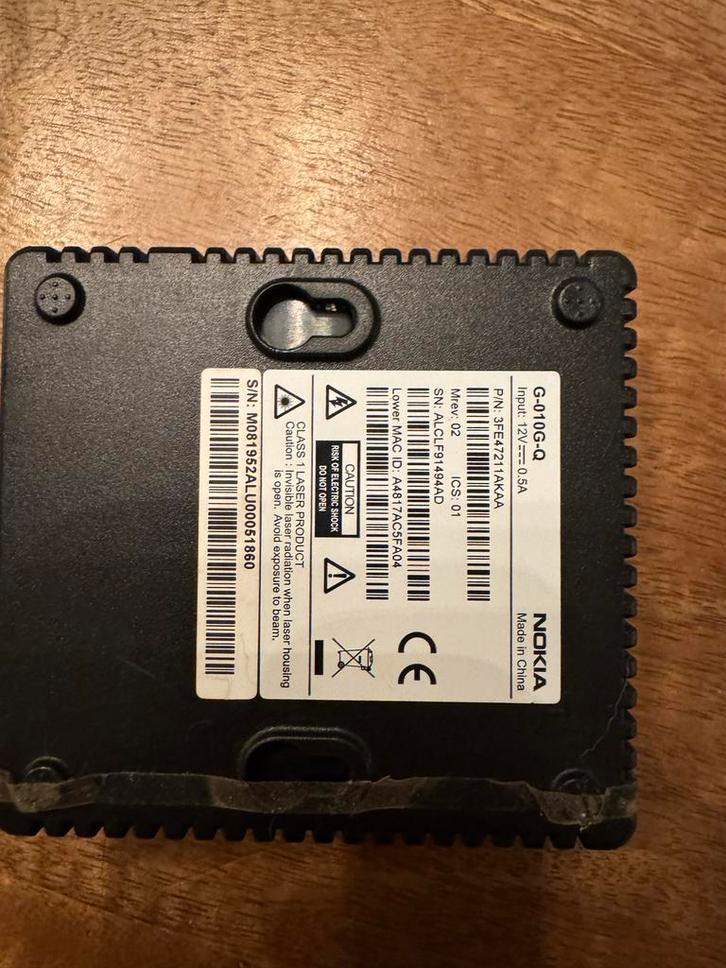 Nokia G-010G-Q ONT - Glasvezel Modem, Computers en Software, Routers en Modems, Gebruikt, Router met modem, Ophalen of Verzenden