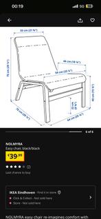 IKEA NOLMYRA fauteuil zwart – goede staat, Ophalen, Zo goed als nieuw