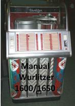 Boekwerk Manual Handleiding wurlitzer 1600, Verzamelen, Automaten | Jukeboxen, Overige merken, Gebruikt, Ophalen of Verzenden