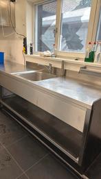 Werkbank rvs met spoelbak, Ophalen of Verzenden, Gebruikt, 120 tot 170 cm