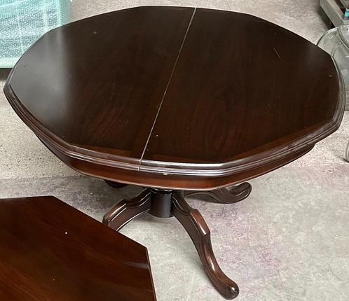 Eettafel van donker eiken uitschuifbaar van 120 naar 150cm, Huis en Inrichting, Tafels | Eettafels, Gebruikt, 100 tot 150 cm, 150 tot 200 cm