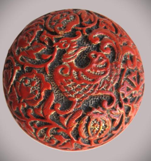 Snuifdoos~Chinees~Cinnabar Feniks~Rood~Qing dynastie, Antiek en Kunst, Kunst | Niet-Westerse kunst, Ophalen of Verzenden