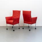 6x Montis Chaplin eetkamerstoelen oranje/rood leder, Ophalen of Verzenden, Nieuw, Leer