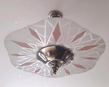 Franse Art Deco design hanglamp plafondlamp schijflamp  beschikbaar voor biedingen