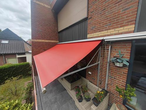 Zonnescherm +/- 410 cm breed, Tuin en Terras, Zonneschermen, Gebruikt, Knikarmscherm, 150 tot 300 cm, 250 cm tot 450 cm, Ophalen