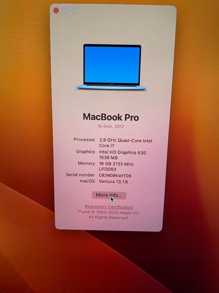 MacBook Pro 15" 2017 512Gb, Computers en Software, Apple Macbooks, Gebruikt, MacBook Pro, 15 inch, 2 tot 3 Ghz, 512 GB, 16 GB