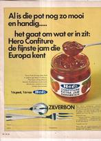 Retro reclame 1968 Hero jam spaaractie zilver bestek, Verzamelen, Overige typen, Ophalen of Verzenden