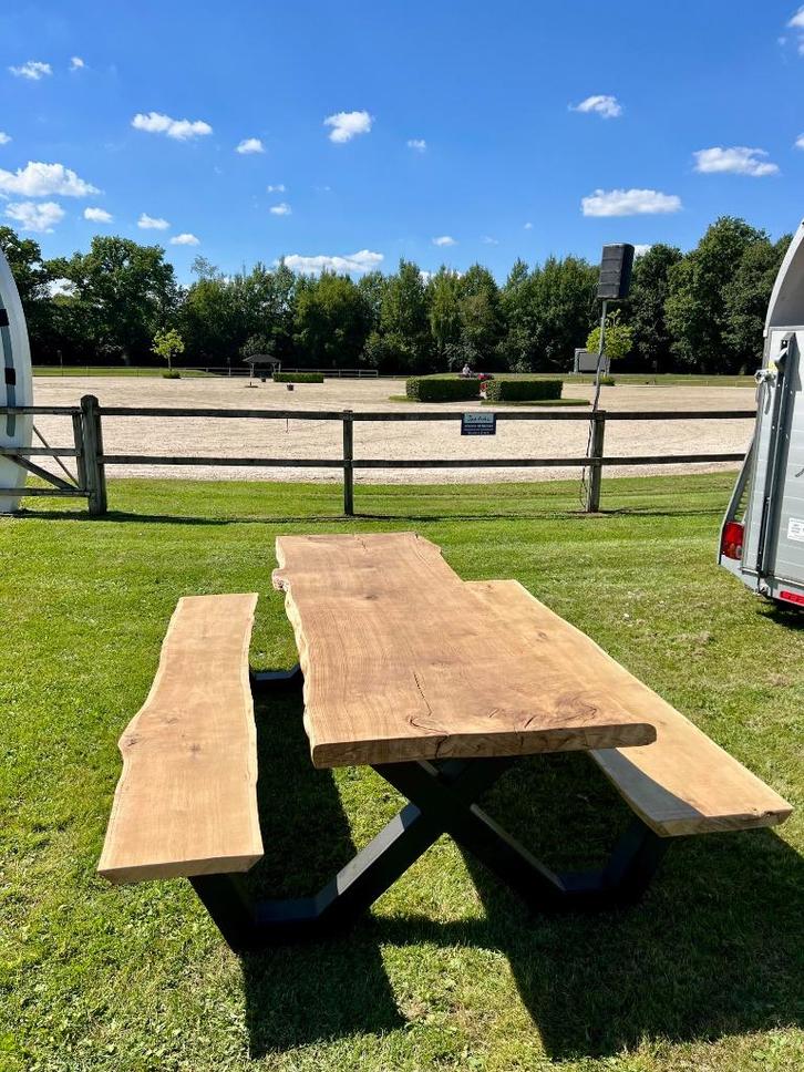 Picknicktafel eiken (NIEUW!), Tuin en Terras, Picknicktafels, Nieuw, Rechthoekig, Hout, Ophalen of Verzenden