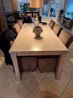 grote eettafel met 6 rijdbare stoelen, Huis en Inrichting, Complete eetkamers, Ophalen, Gebruikt, 4 tot 6 stoelen